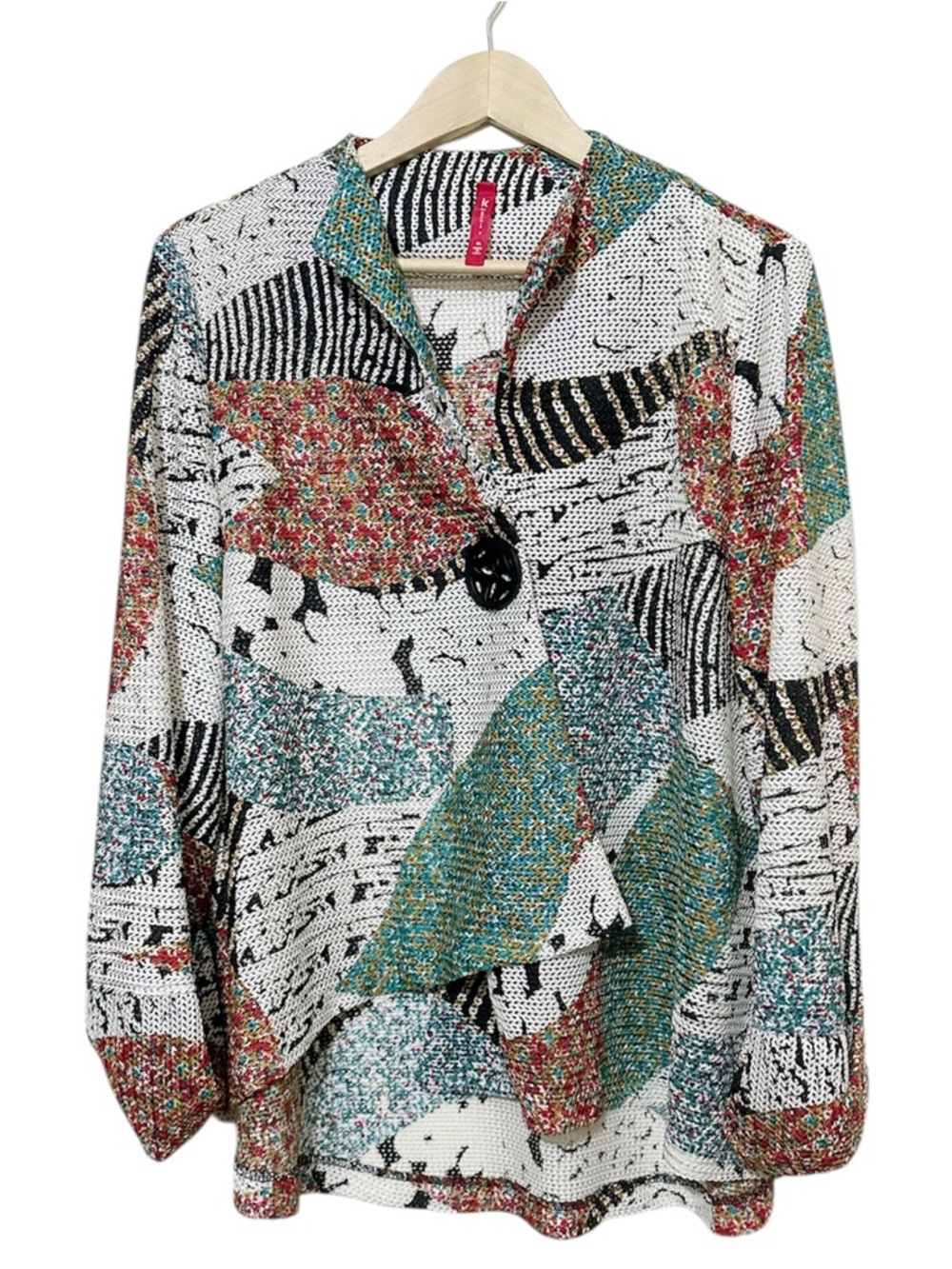 IC by Connie K Abstract Art Wear Patchwork Jacket Single Button Made in USA XL